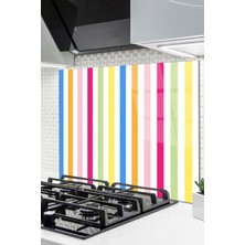 Ne Verelim Size Cam Ocak Arkası Koruyucu Ankastre Arkası Koruyucu | Renkli Çizgi