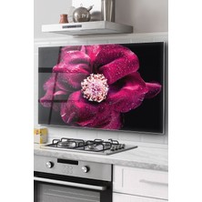 Ne Verelim Size Ocak Arkası Cam Koruyucu Tezgah Ankastre Arkası Koruyucu | Mor Çiçek Desenli