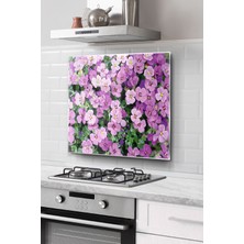 Ne Verelim Size Ocak Arkası Cam Koruyucu Tezgah Ankastre Arkası Koruyucu | Mor Çiçek Desenli