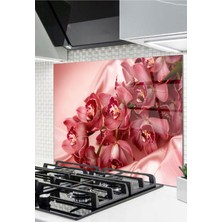 Ne Verelim Size Cam Ocak Arkası Koruyucu Ankastre Arkası Koruyucu | Pembe Çiçek