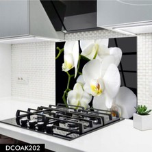 Ne Verelim Size Cam Ocak Arkası Koruyucu | Beyaz Çiçek Orkide