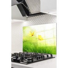 Ne Verelim Size Cam Ocak Arkası Koruyucu Ankastre Arkası Koruyucu | Sarı Kelebekler