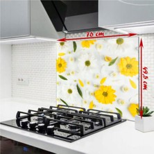 Ne Verelim Size Cam Ocak Arkası Koruyucu | Sarı Çiçek Model