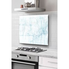 Ne Verelim Size Ocak Arkası Cam Koruyucu Tezgah Ankastre Arkası Koruyucu | Mavi Geometrik Desenli