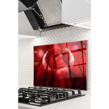 Ne Verelim Size Cam Ocak Arkası Koruyucu Ankastre Arkası Koruyucu | Kırmızı Gece