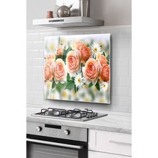 Ne Verelim Size Ocak Arkası Cam Koruyucu Tezgah Ankastre Arkası Koruyucu | Gül Desenli