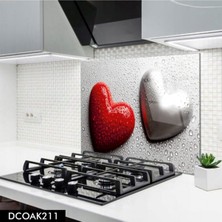 Ne Verelim Size Cam Ocak Arkası Koruyucu | Kalp ve Su Damlacıkları