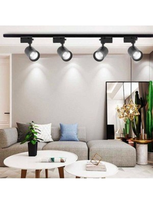 G-led Siyah Kasa Beyaz Işık Set Ray Spot 1 Metre Ray 4'lü