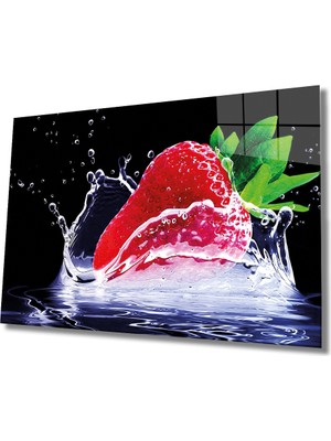 Dekor Artı Çilek Cam Tablo Strawberry