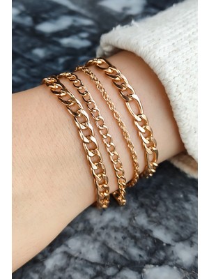 Trend Collection Kadın 4 Lü Bileklik Seti Altın Kaplama Gold Ekonomik Kombin