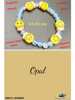 Doğal Taş Dünyası Sertifikalı  Opal Doğal Taş Çocuk Bilekliği