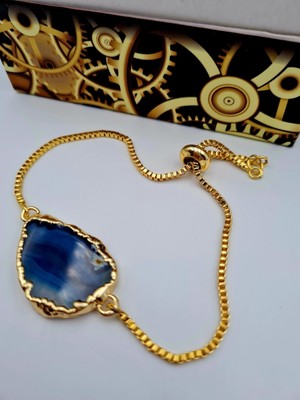 Doğal Taş Dünyası Sertifikalı Akik Orijinal Doğal Taş Bileklik Asansörlü Kilit Sistemi Aaa Kalite