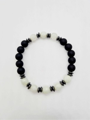 Doğal Taş Dünyası Sertifikalı Akik Hematit Oniks Doğal Taş Bileklik Tasarım