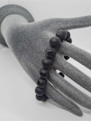 Doğal Taş Dünyası Sertifikalı Ayyıldız Tasarımlı Oniks Doğal Taş Bileklik 10 mm