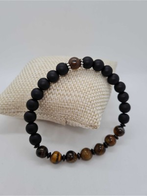 Doğal Taş Dünyası Sertifikalı Kaplan Gözü ve Hematit Doğal Taş Bileklik