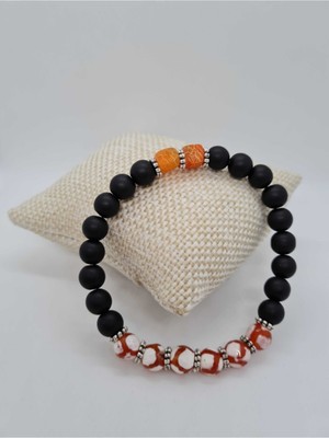 Doğal Taş Dünyası Sertifikalı Tibet Akik ve Oniks Doğal Taş Bileklik