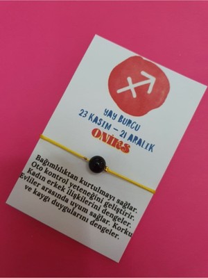 Doğal Taş Dünyası Sertifikalı Yay Burcu Oniks Doğal Taş Ip Burç Bilekliği