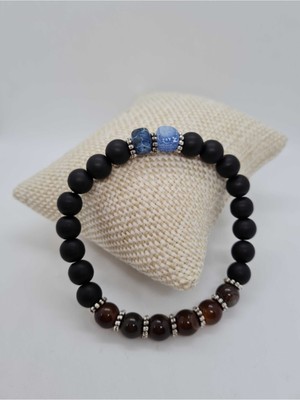 Doğal Taş Dünyası Sertifikalı Madagaskar Akik ve Oniks Doğal Taş Bileklik