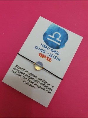 Doğal Taş Dünyası Sertifikalı Terazi Burcu Opal Doğal Taş Ip Burç Bilekliği