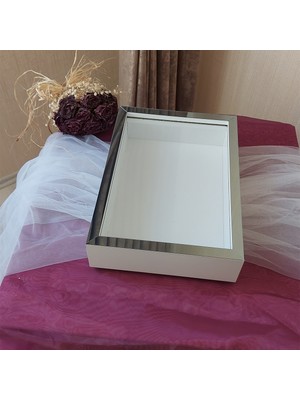 Verda Çerçeve 25X35 cm  Beyaz-Füme Yarı Pleksi Kaplamalı Derin Anı Çerçevesi! Gül Kutusu! Ledsiz Isimsiz