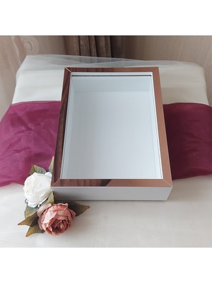 Verda Çerçeve 25X35 cm Beyaz-Rose Yarı Pleksi Kaplamalı Derin Anı Çerçevesi! Gül Kutusu! Ledsiz Isimsiz