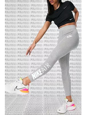 Nike Air Leggings Club Cotton Normal Belli Pamuk Polyester Tayt Gri