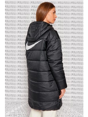 Nike Therma Fit Repel Synthetic Fill Full Zip Kapüşonlu Uzun Mont Parka Siyah