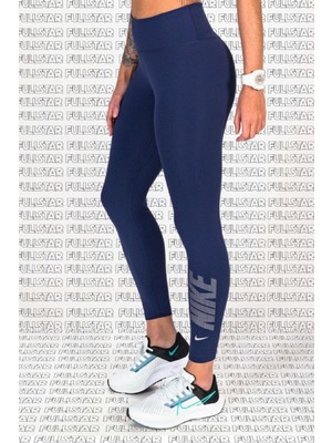 Nike One Training Diamond Shine 7/8 Leggins 2 Cepli Yapay Elmaslı Toparlayıcı Tayt Lacivert