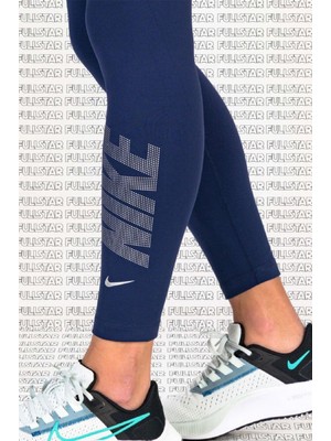 Nike One Training Diamond Shine 7/8 Leggins 2 Cepli Yapay Elmaslı Toparlayıcı Tayt Lacivert