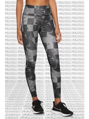 Nike Epic Fast Leggings Graphic 7/8 Baskılı Çok Cepli Toparlayıcı Tayt Siyah