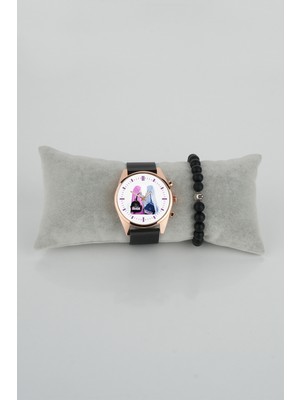 Stony Arkadaş Saati Muhafazakar Çift Kadın Model 1 Beyaz Fon Kadın Kol Saati Bileklik Hediye