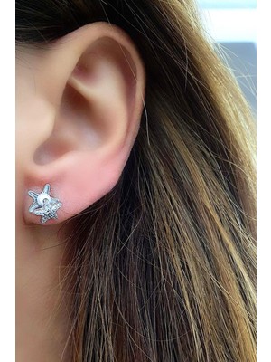 Ose Shop  Deniz Yıldızı Figürlü 925 Ayar Gümüş Tasarım Inci Küpe