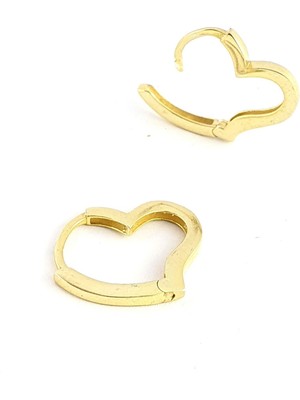 Kalp Şeklinde 925ayar Gümüş Üzerine Altın Kaplama Halka küpe