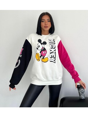 RYN Tasarım Mickey Mouse Desenli Oversize Sweatshirt