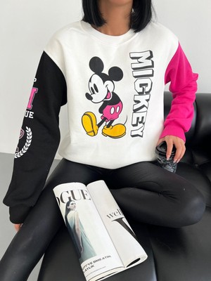 RYN Tasarım Mickey Mouse Desenli Oversize Sweatshirt