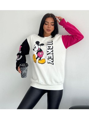 RYN Tasarım Mickey Mouse Desenli Oversize Sweatshirt