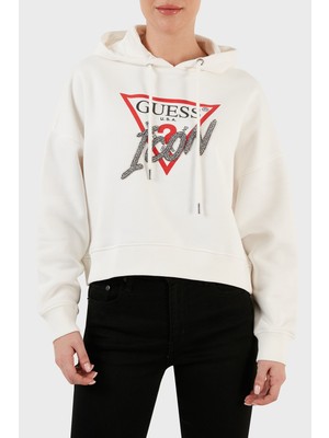 Guess Icon Pamuklu Relaxed Fit Kapüşonlu Sweat Bayan Sweat W3BQ15 KB681 G012