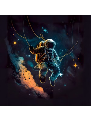 Şenel Aksesuar Dekoratif  Kanvas Astronot Tablo Çerçeveli
