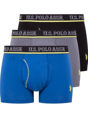 U.S. Polo Assn. Erkek Antrasit-Saks-Siyah 3'lü Boxer 80508