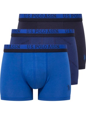 U.S. Polo Assn. Erkek Baskılı-Lacivert-Saks 3'lü Boxer 80522