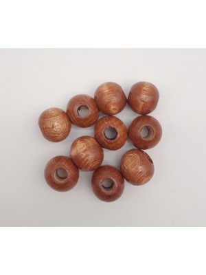 Angel Çanta Aksesuar 20 mm Ahşap Yuvarlak Boncuk Taba Renk 10 Adet