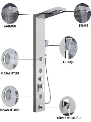 Sam banyo Sam fırat Krom Duş Paneli,Masajlı,KromDuş Seti, Robot Duş, Duş Kolonu,