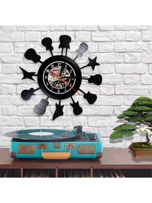 Aqqog Müzik Vinil Plak Duvar Saati - Enstrüman Gitar Serisi Vinil Duvar Saati - Vinil Saat - Oturma Odası Duvar Dekoru - Müzik Severler Için Eşsiz Hediyeler (Yurt Dışından)