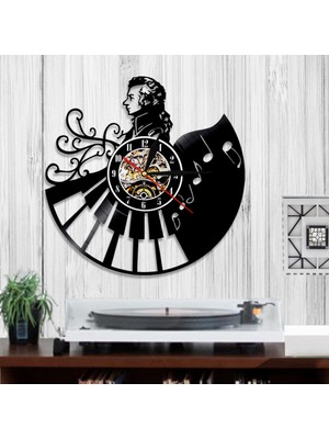 Aqqog Müzik Vinil Plak Duvar Saati - Piyano Tuşları Vinil Duvar Saati - Vinil Saat - Oturma Odası Duvar Dekoru - Müzik Aşığı Için Eşsiz Hediyeler (Yurt Dışından)