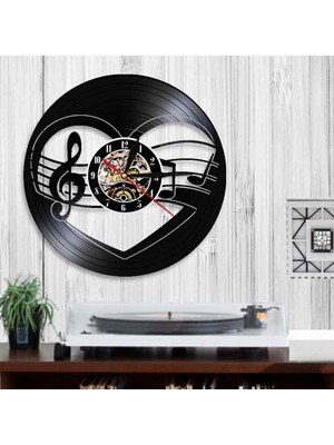 Aqqog Müzik Vinil Plak Duvar Saati -Müzik Notları Vinil Duvar Saati - Vinil Saat - Oturma Odası Duvar Dekoru - Müzik Aşığı Için Eşsiz Hediyeler (Yurt Dışından)