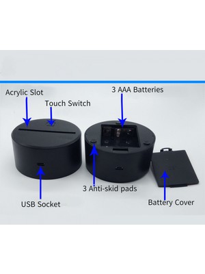 Aqqogib Kolu Gece Işık Renkli 3D 16 Renk Dokunmatik Uzaktan Kumanda 3D Illusion Lamba --- Çatlak Koltuk (Yurt Dışından)