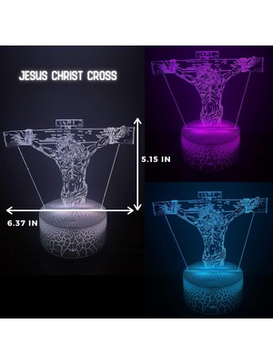 Aqqogib 3D LED Gece Işık San Judas Isa Malverde Isa Mesih Çatlak Taban 7 Renkli USB Kablosu Dokunmatik Anahtarı Hediyeler, Noel, Sunaklar (Isa Haçı) Için En Iyisi (Yurt Dışından)