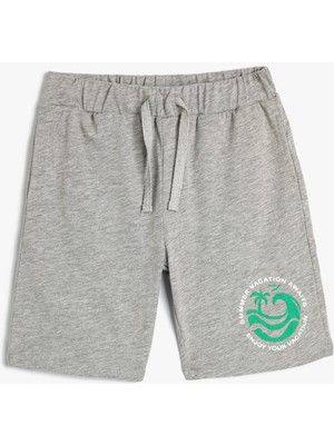 Koton Pamuklu Şort Baskılı Cepli Beli Lastikli Bağlamalı