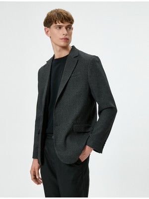 Koton Blazer Ceket Slim Fit Düğmeli Çift Cep Detaylı Mono Yaka