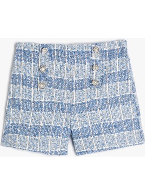 Koton Tüvit Şort Inci Düğme Detaylı Beli Lastikli